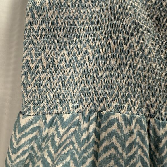 Daily Practice Anthropologie Blue Smocked Stretch Tiered Maxi Dress Size XL - Picture 4 of 10